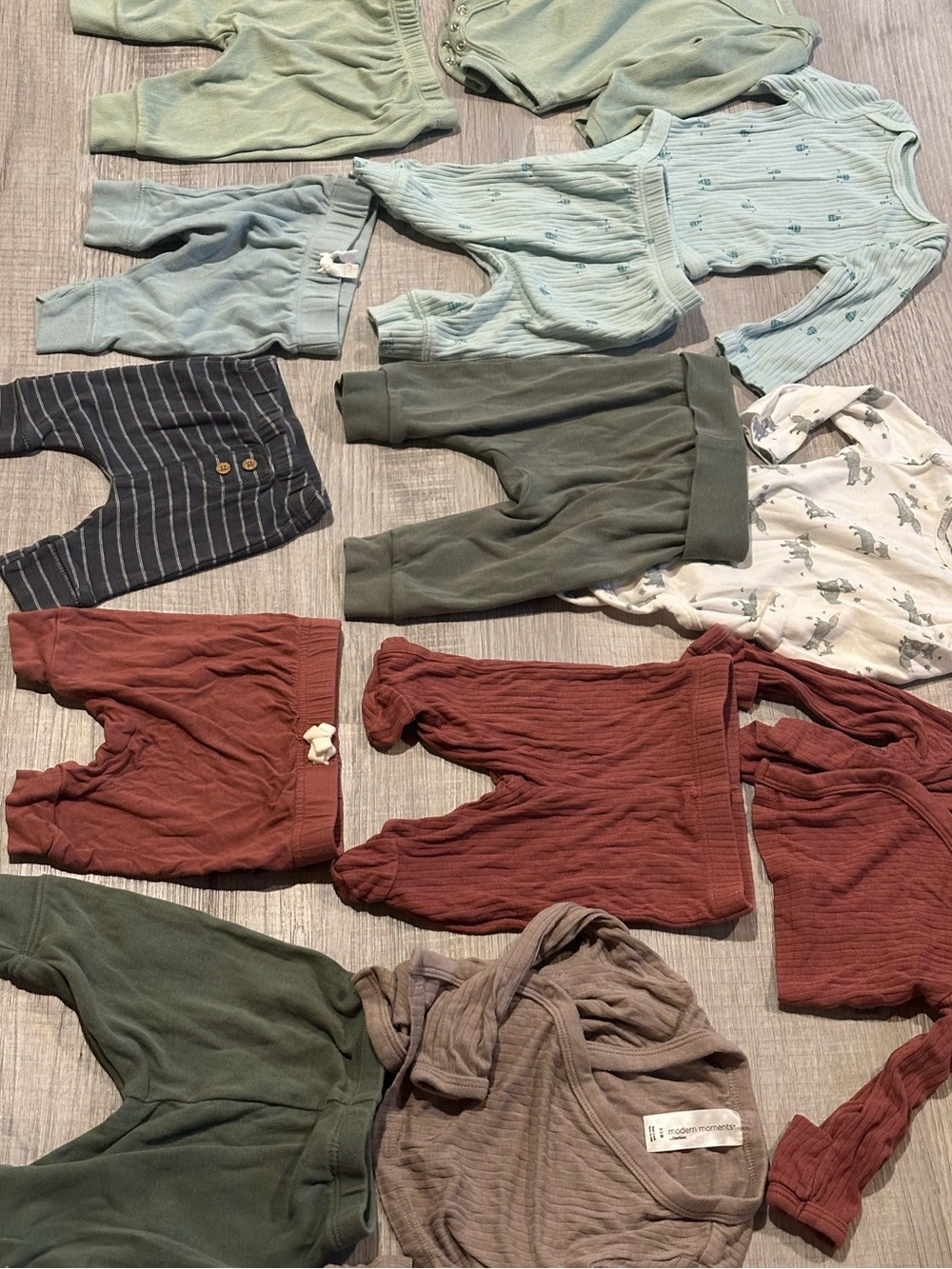 Neutral & Earth Tone Baby Pants and Tops Sets 0-3m and newborn